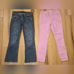 Pink Low Rise Skinny Jeans and Blue Women's Low Rise Levi Jeans Size 9